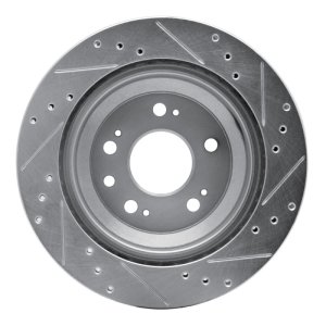 Acura RL Brake Rotor (1) - Rear Left - R1 Concepts - Drilled & Slotted - Silver - `05-`12